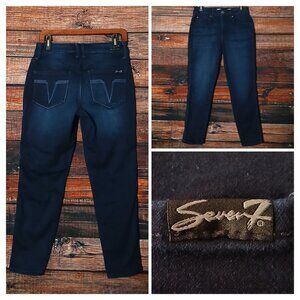 Seven 7 Jeans Size 8 High Rise Skinny Crop Ankle Skin Fit Blue Denim Stretch
